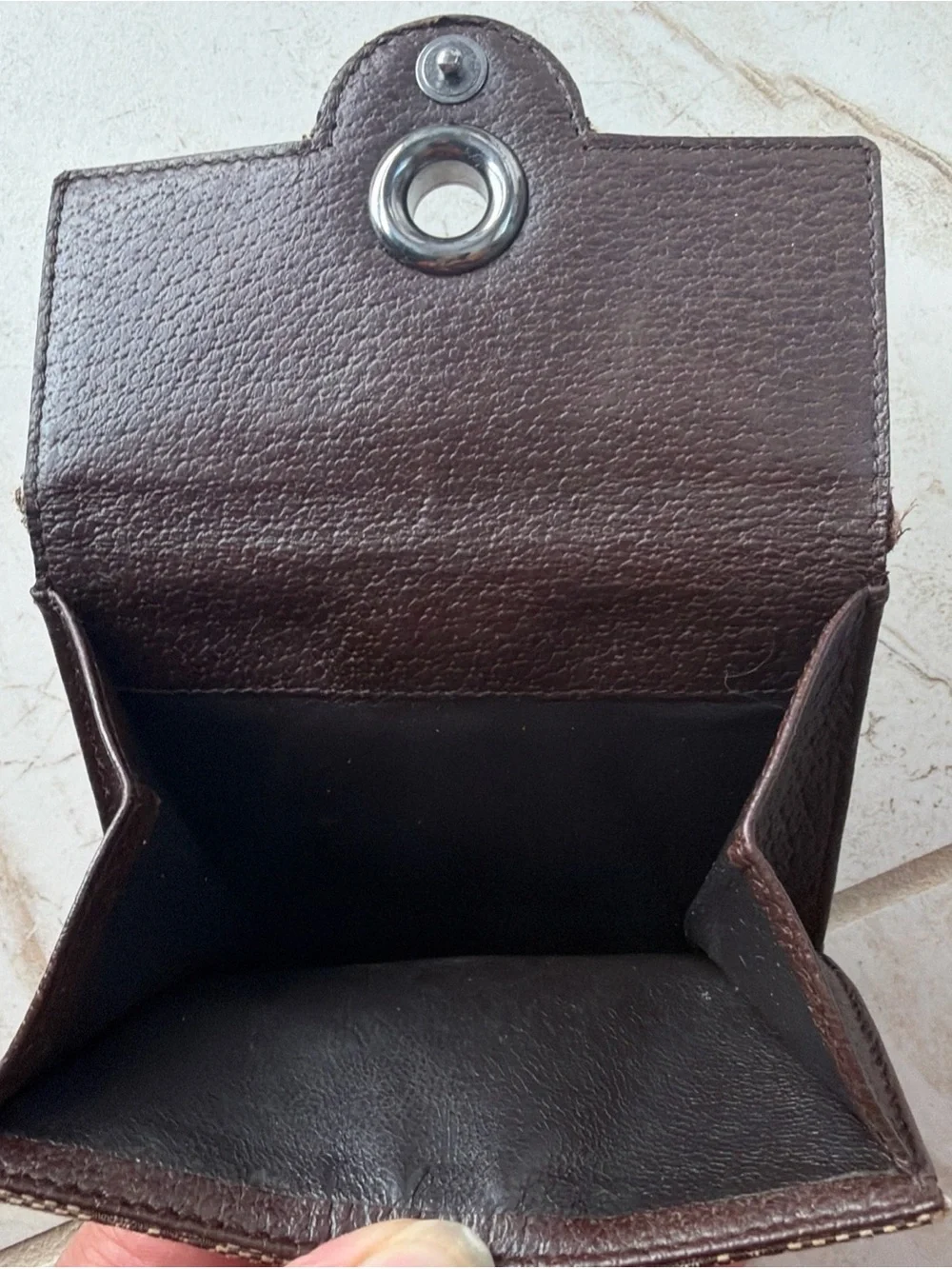 Gucci Brown & Beige Monogram Canvas Snap Card Holder